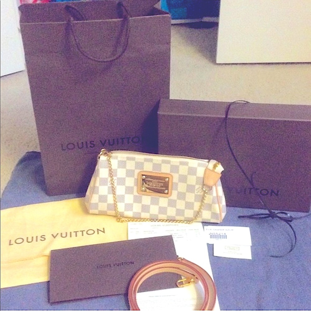Authen LV Eva Damier Azur clutch. FINAL. No return
